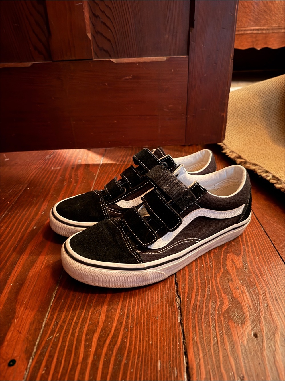 Vans womens Black and White Velcro Skate Sneakers
